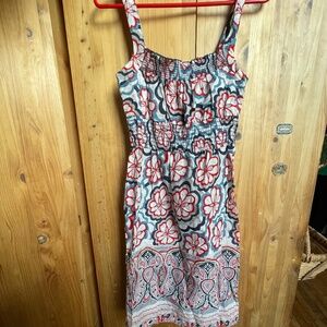 MOSSIMO SUPPLY CO Sweet Smocked Plumeria Paisley Sundress Tank Dress July 4th M